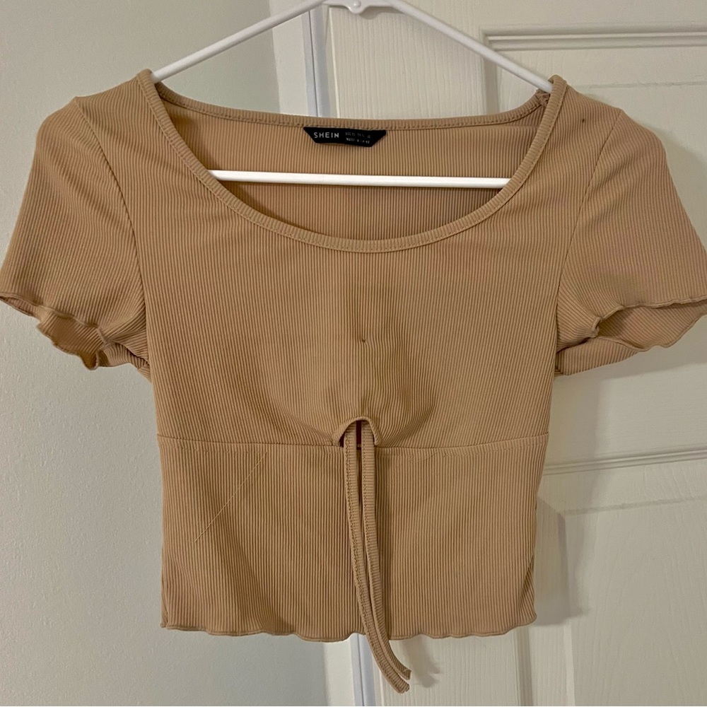 tan crop top from shein. size s. gently used.
